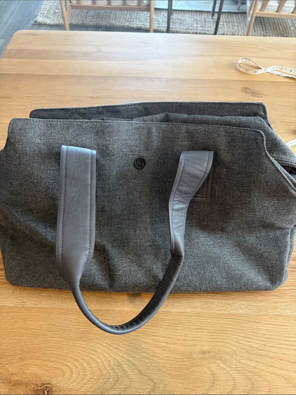 lululemon athletica Wool-Blend Charcoal Gray Duffel Weekender Tote